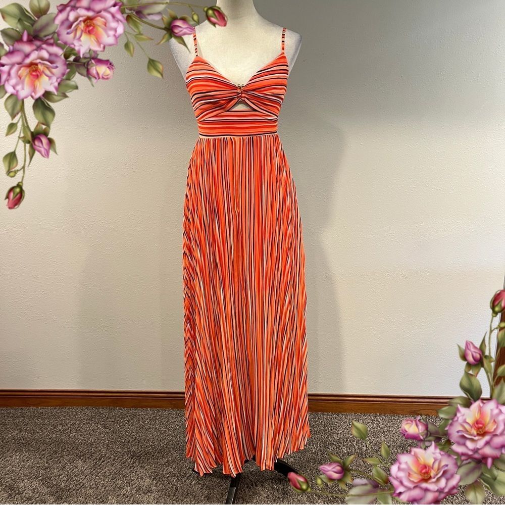 Guess Striped Orange sexy Maxi Dress with straps size extra small